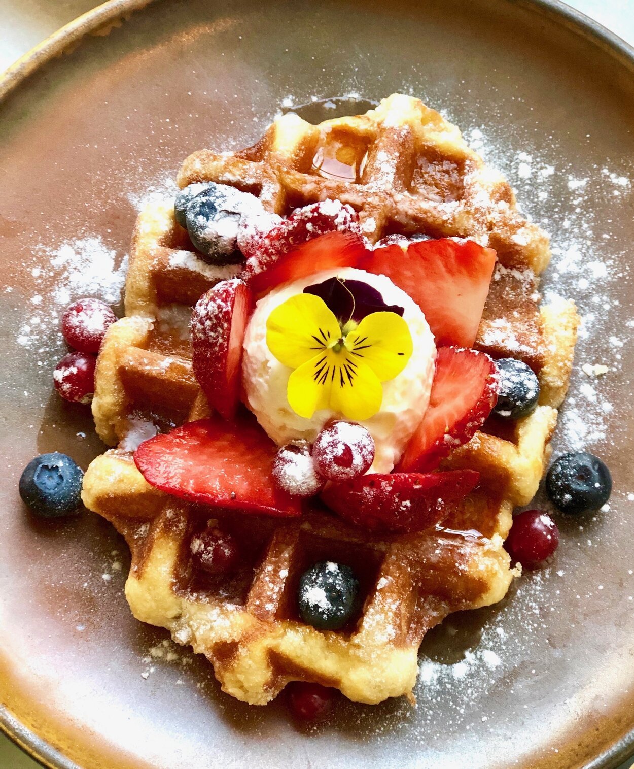 Waffel with cream and berries at Benji´s Amsterdam.