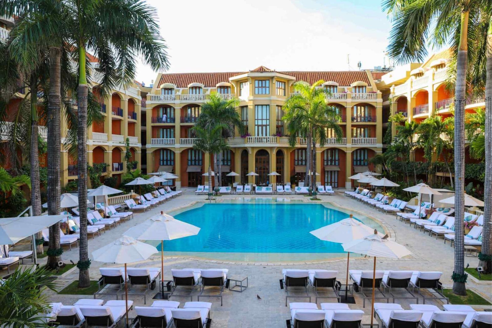The main swimming pool at Sofitel Legend Santa Clara, a luxury hotel inside the walled city of Cartagena.