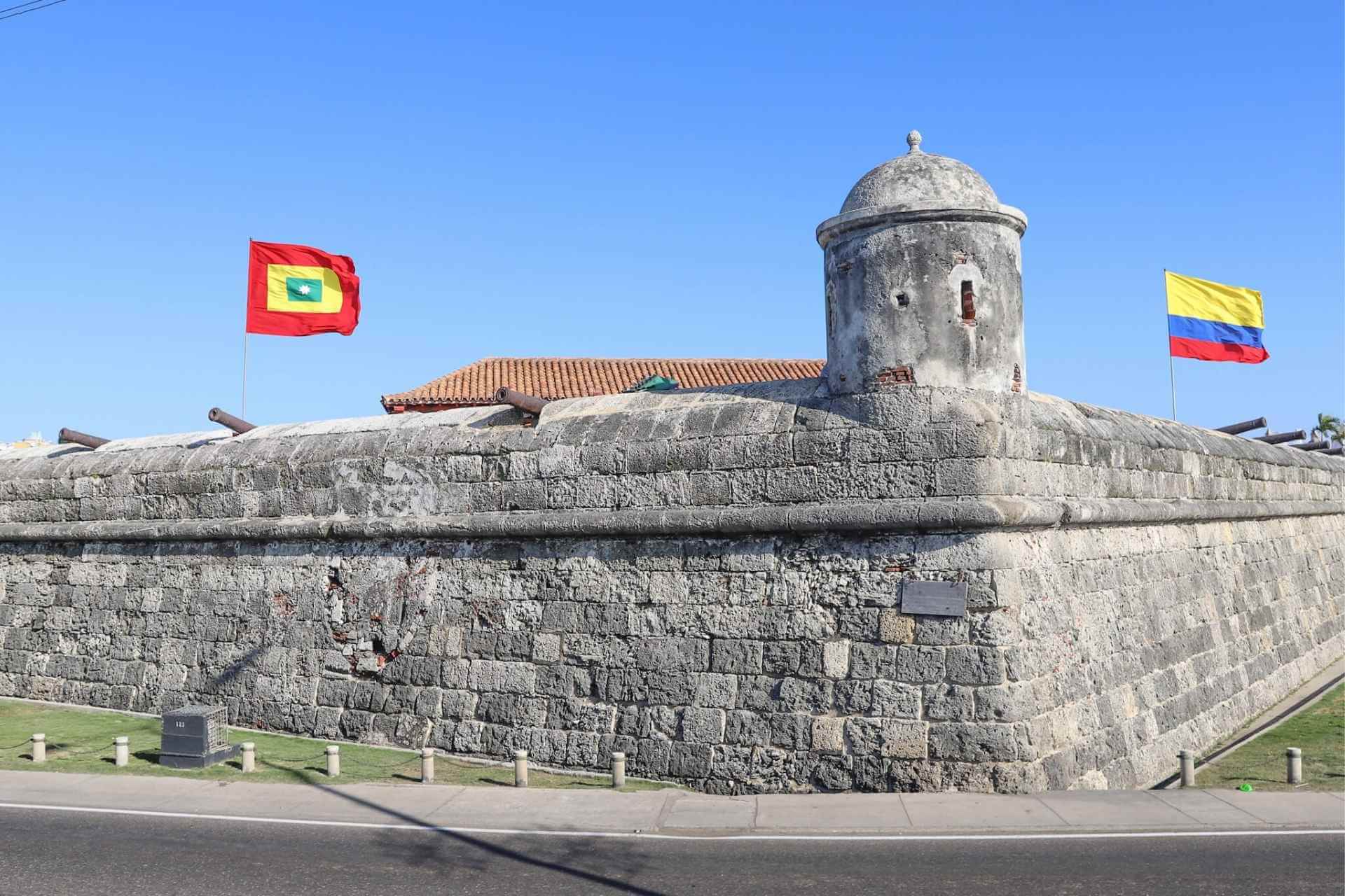 Historic city walls of Cartagena de Indias, a UNESCO World Heritage Site in Colombia 