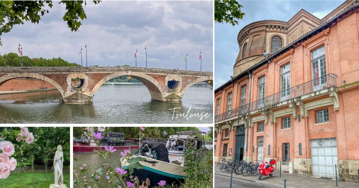 Rosa mursteinsbygg i Toulouse.