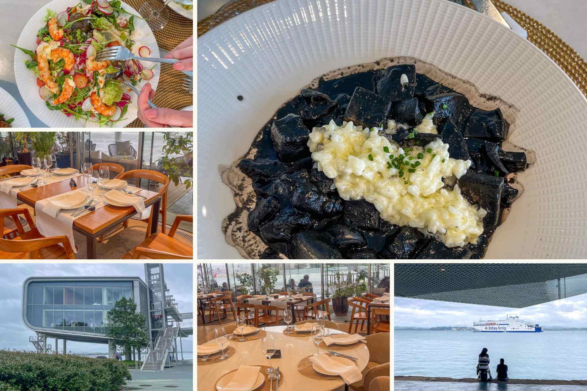 Sort blekksprut og sj&oslash;mat servert p&aring; Centro Botin i Santander. 