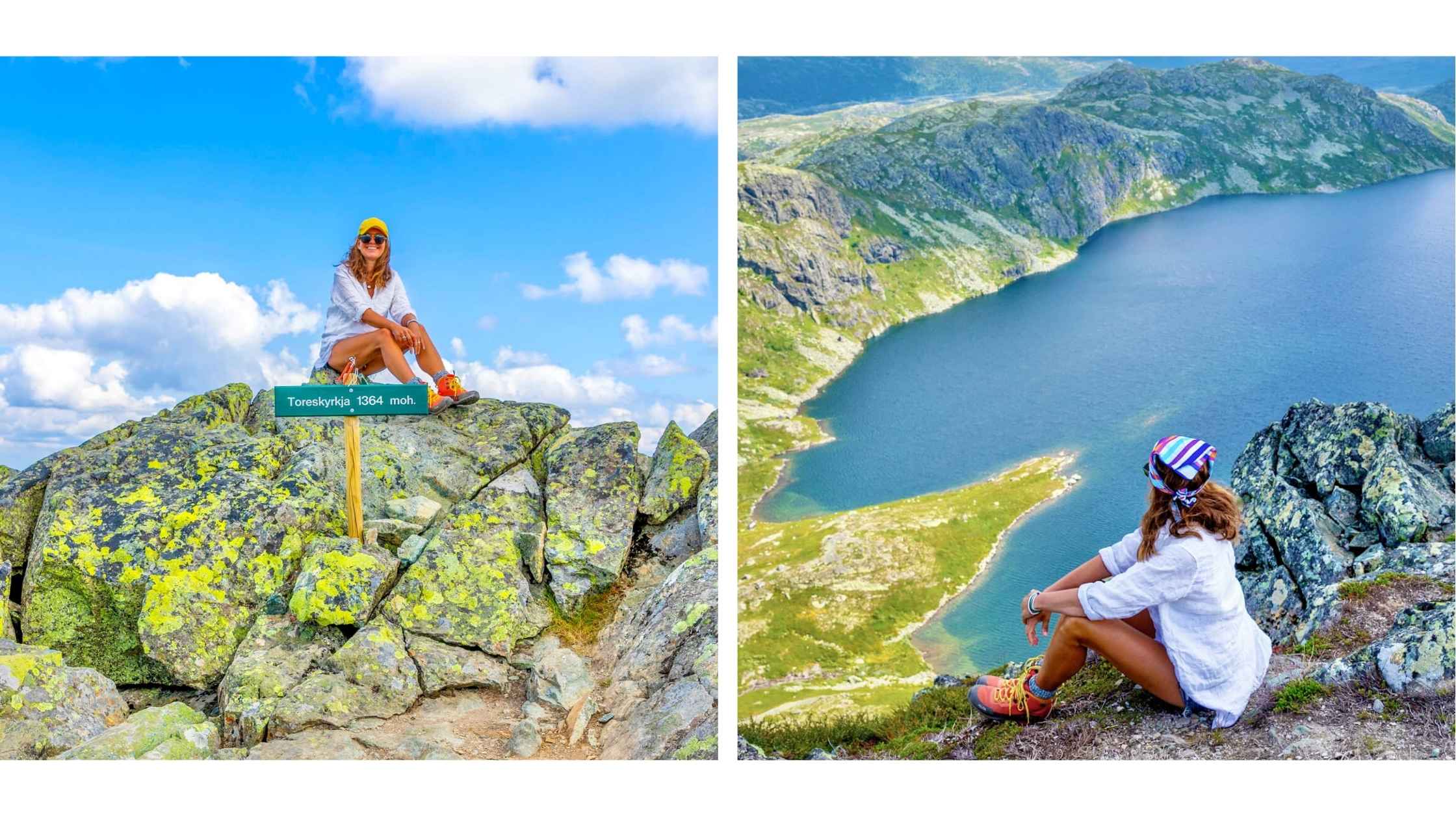 Merete Moen fra World with a Suitcase på fjelltur. Her i Telemark, Gausta på Toreskyrkja. 