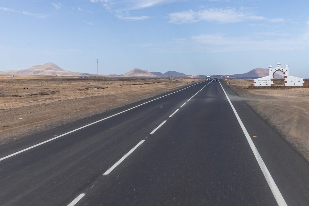 Fuerteventura highway for roadtrip.