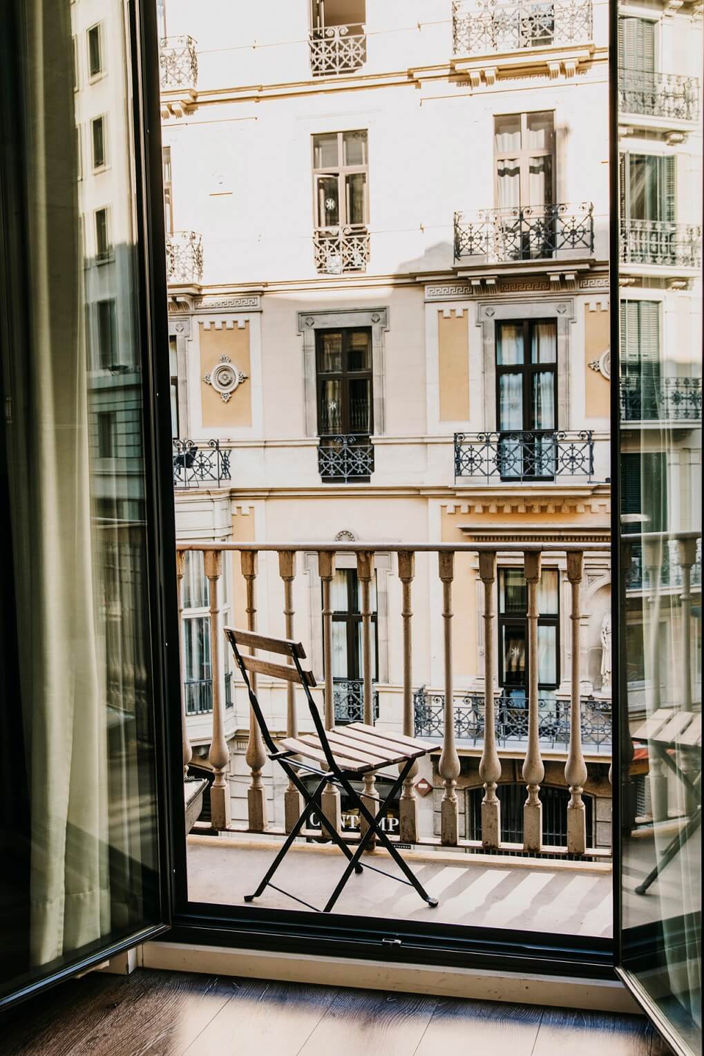 View of the street from Hotel Pulitzer Barcelona. 