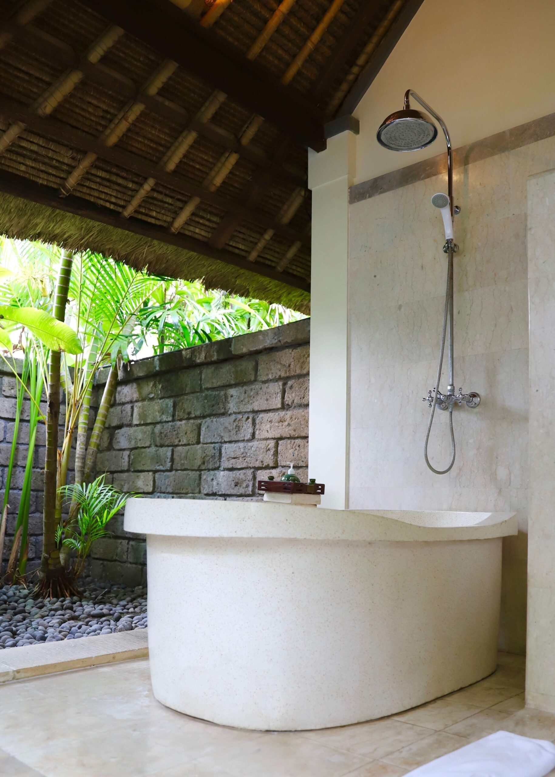 Bathroom outside Plataran Bali Canggu Hotel.