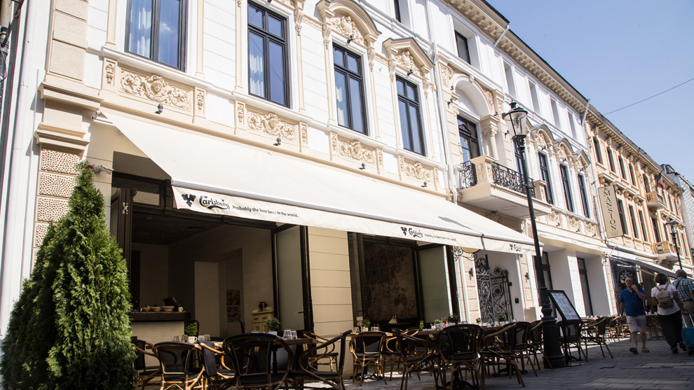 The facade of The Mansion Historic Boutique Hotel Bucharest. 