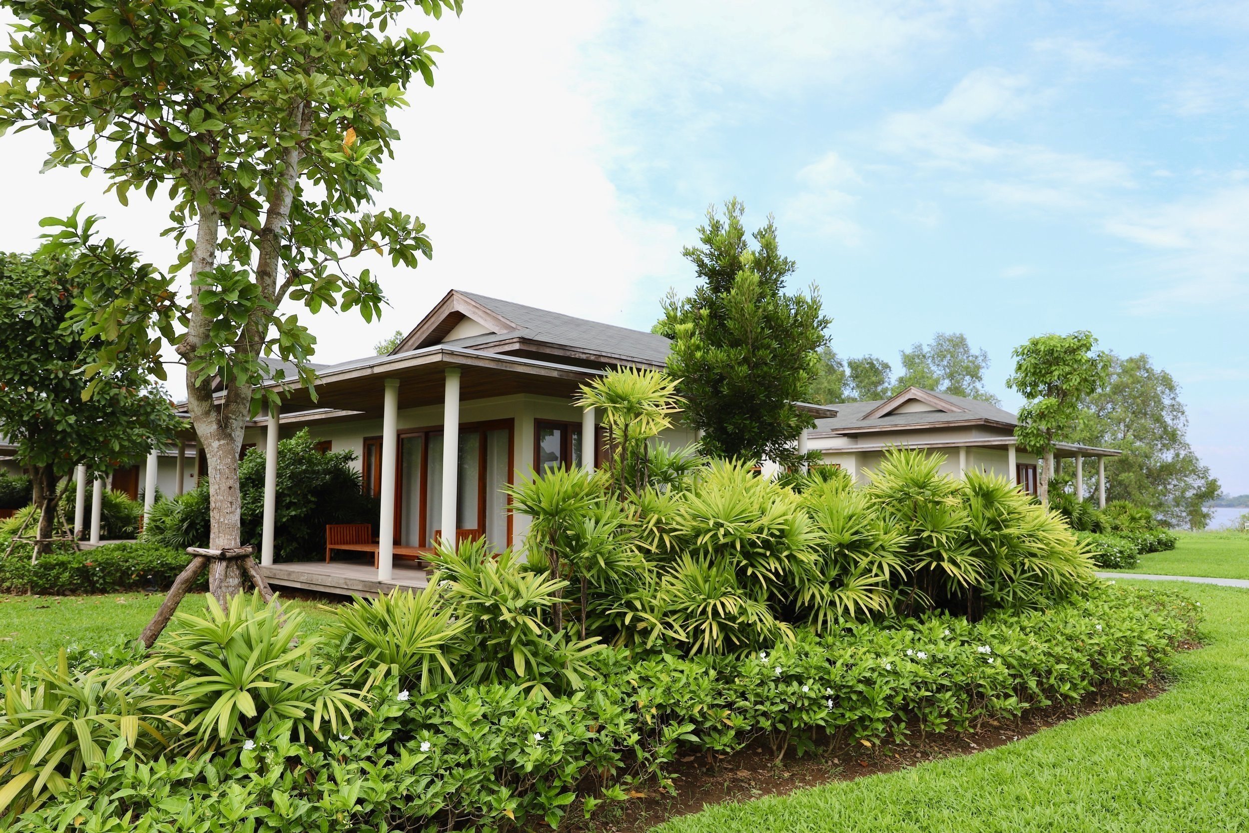 Bungalow in the green garden at Azerai Can Tho. 