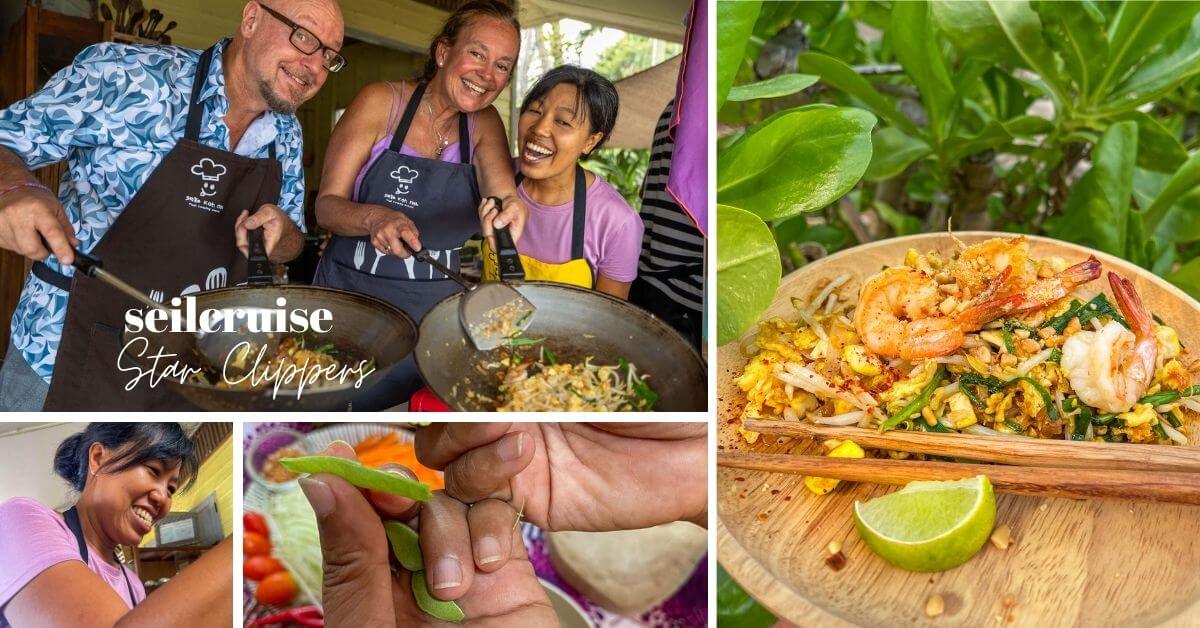 Cooking Class Koh Mak, pad thai, blide deltakere og fargerik mat