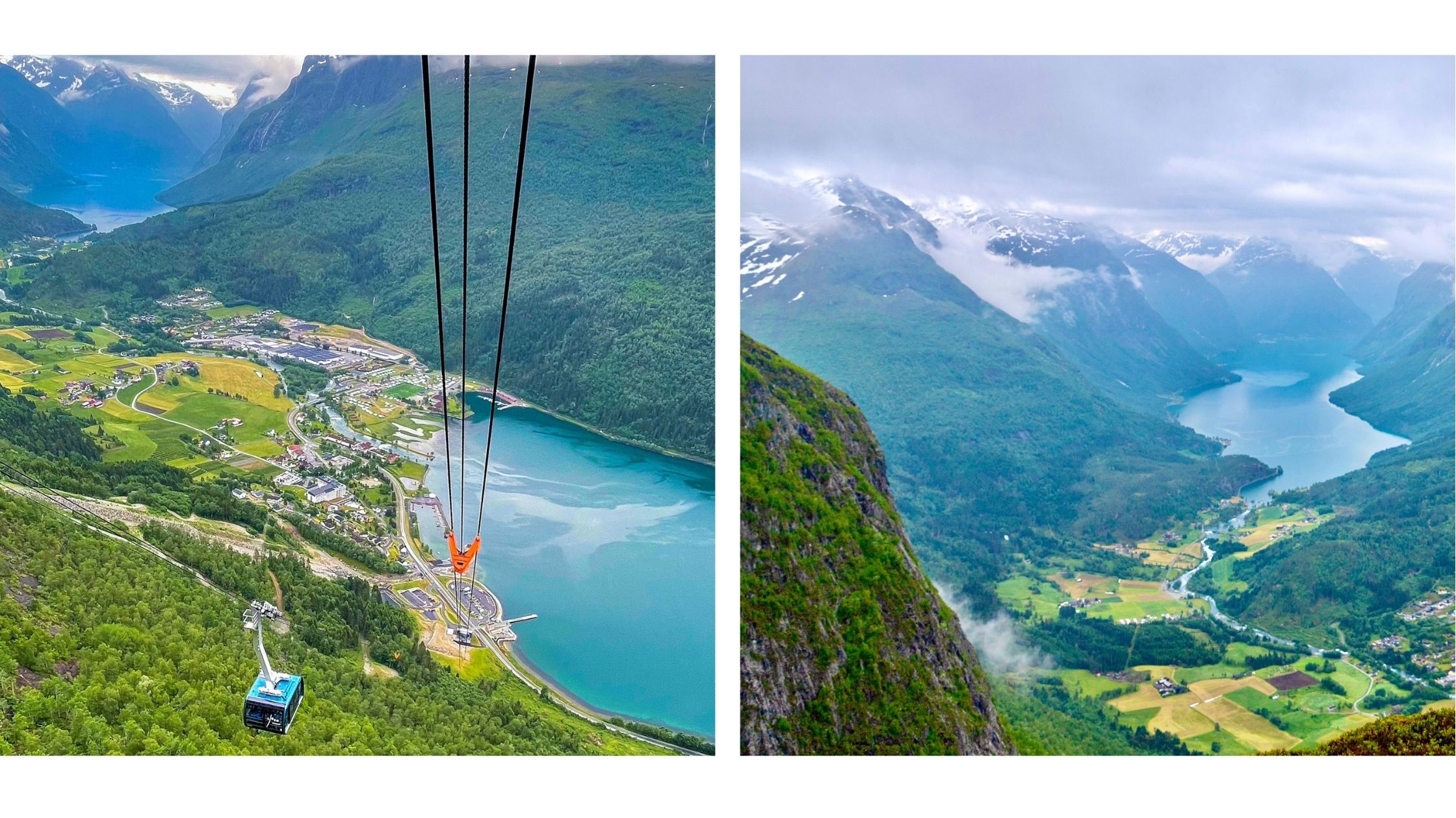 Gondol og utsikt i Loen fra Loen Skylift.