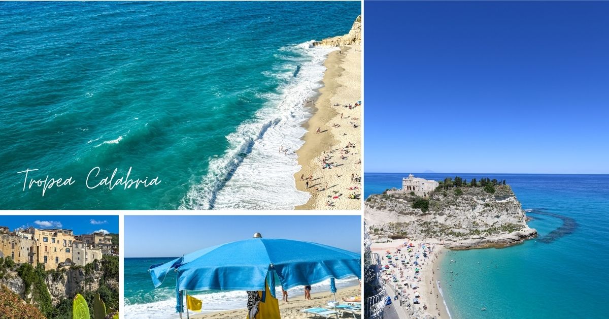 Strender med hvit sand og turkist hav i Tropea Calbria