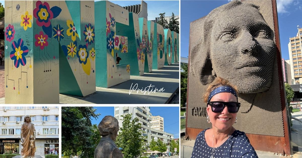 Newborn-monumentet og statuer i Pristina Kosovo. 
