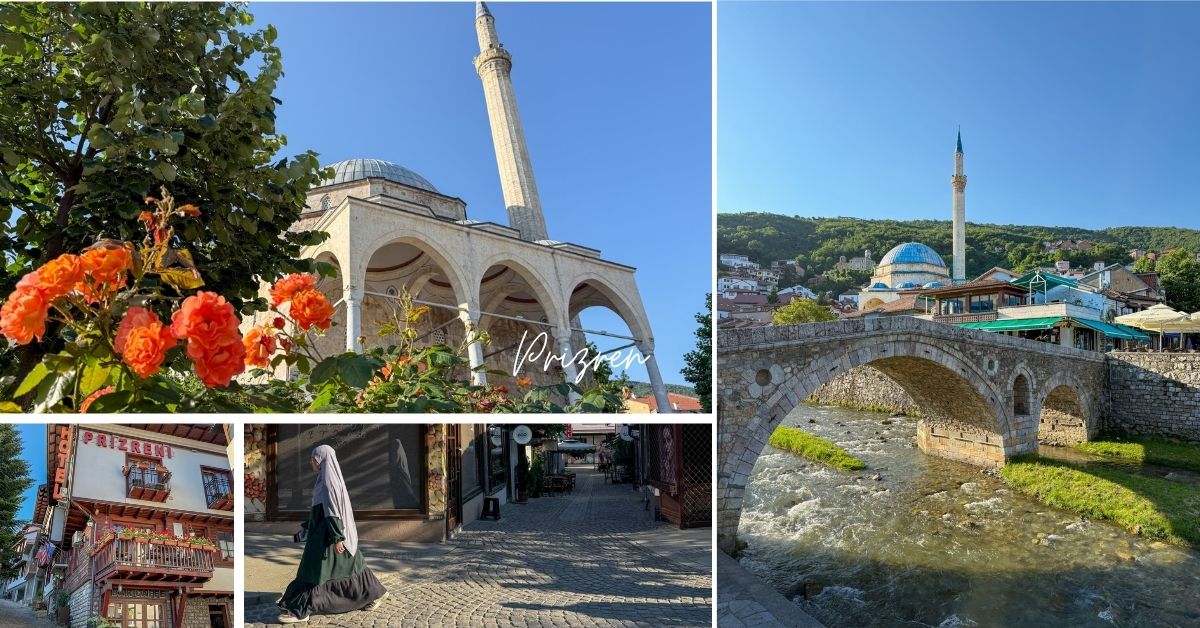 Prizren Kosovo moske og elven som renner gjennom byen. 