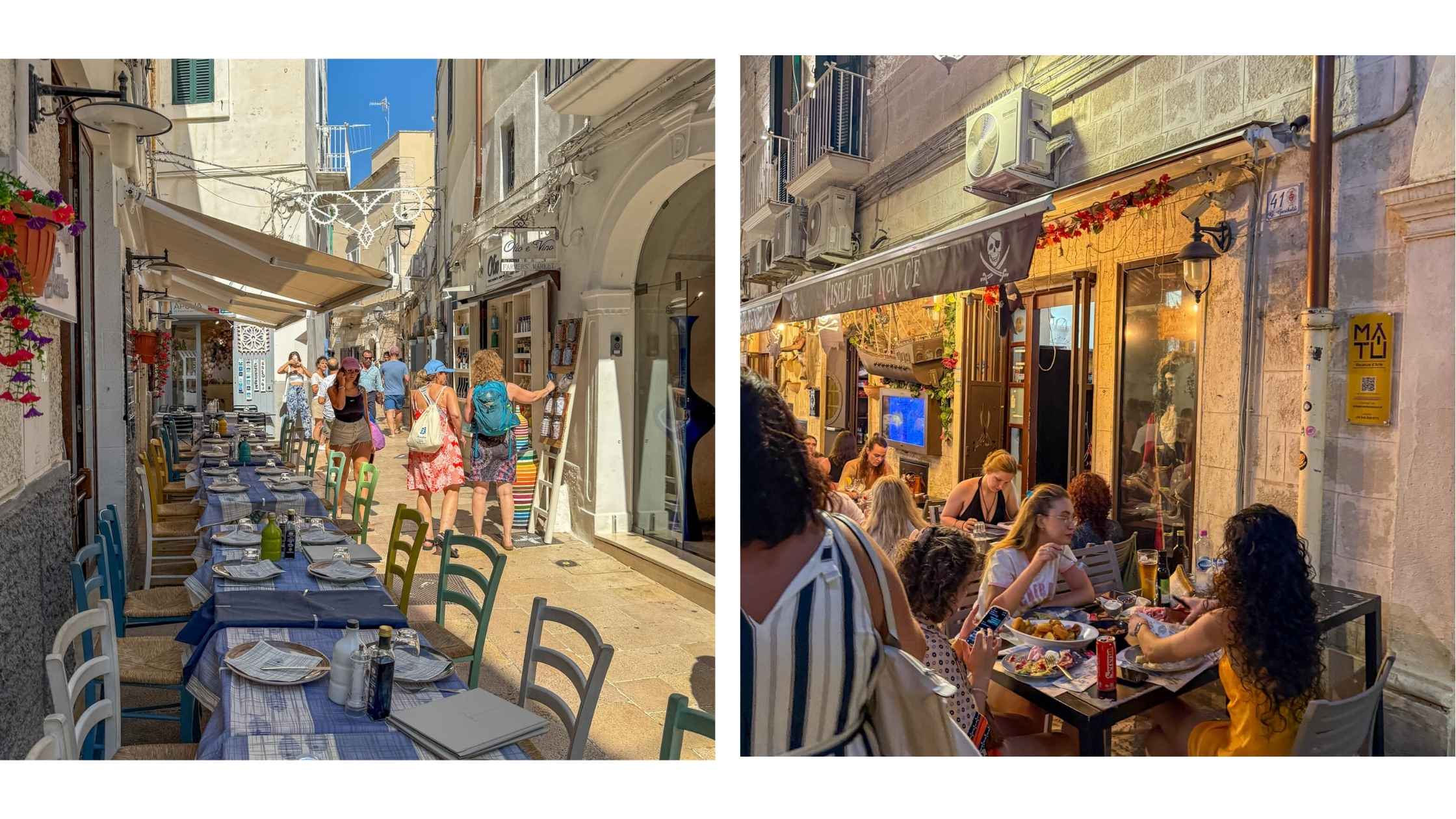 Uterestauranter i gamlebyen i Monopoli Puglia