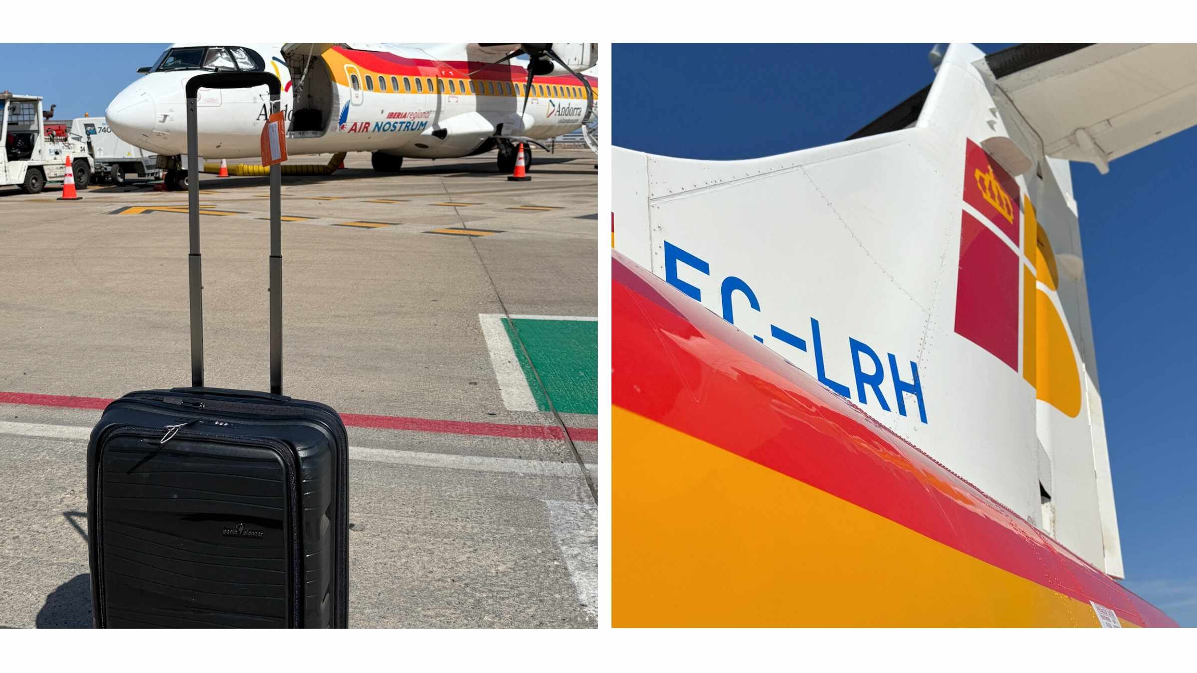 Kabinkoffert fra North Pioneer på flyplassen, klar for avreise. En lett og slitesterk kabinkoffert med stillegående hjul og egen laptop-lomme – perfekt for korte turer og helgeturer med fly.