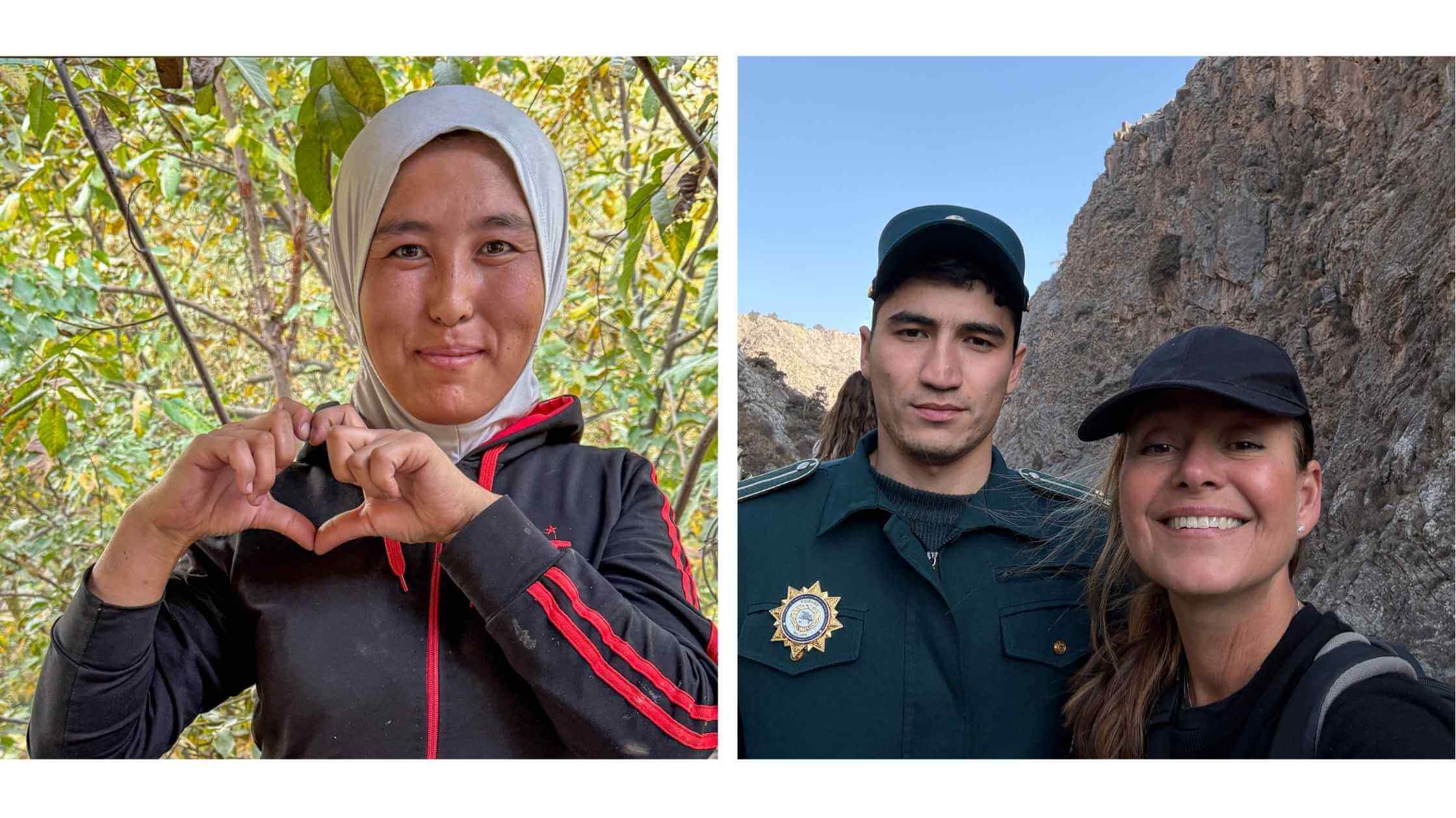 Lokale mennesker i fjellområdet Chimgan i Usbekistan – vennlige møter under tur i naturen nord for Tasjkent.