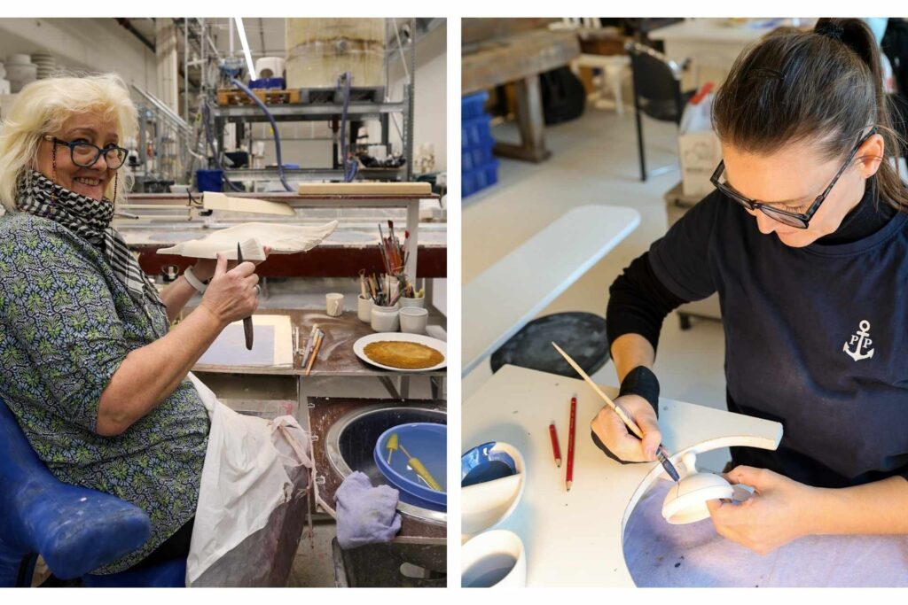 Fabrikkarbeidere porselensfabrikken. 