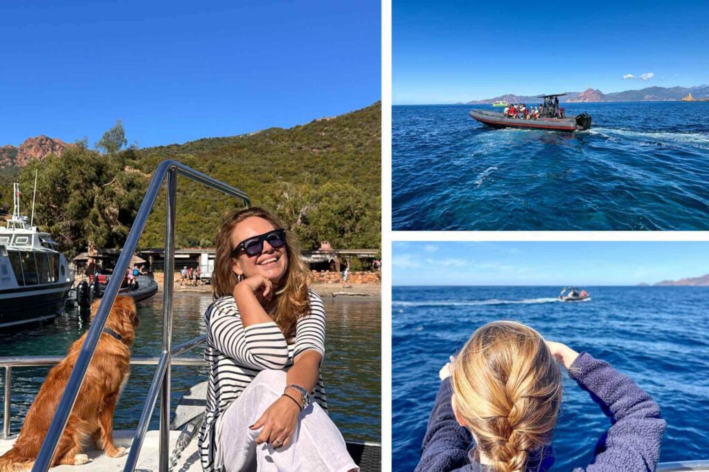 Båttur langs Vest-Korsikas kyst med krystallklart hav, dramatiske fjell og små bukter sett fra sjøsiden