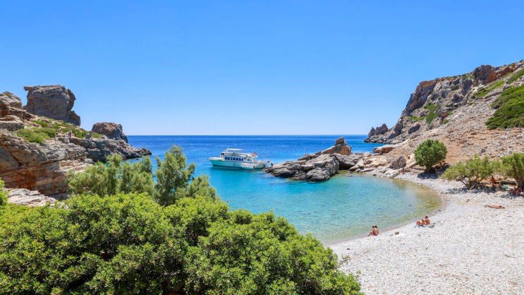 Båttur til den ubebodde øya Saria nord for Karpathos.