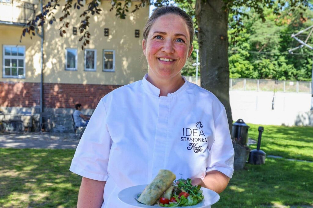 Telemarkslefsa servert på Stasjonen Kafé i Notodden, laget med lokale råvarer fra Telemark.